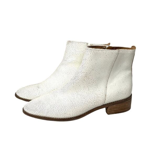 Lucky Brand Lenree distressed leather Bootie Sz 8.5 white boho - Picture 1 of 12